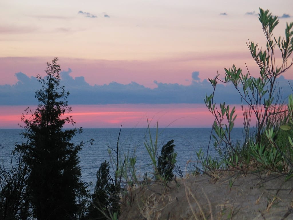 beautiful sunset from the sand dunes at Pinery Provincial Park near Grand Bend Ontario