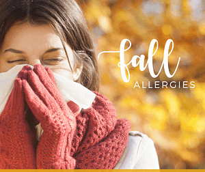 picture of a woman suffering from fall allergy symptoms needing natural treatment for allergies