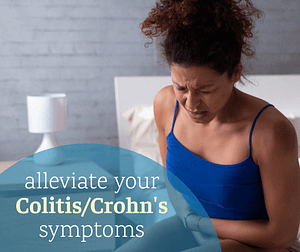 picture of a woman with abdominal pain and cramps from Crohn's and colitis