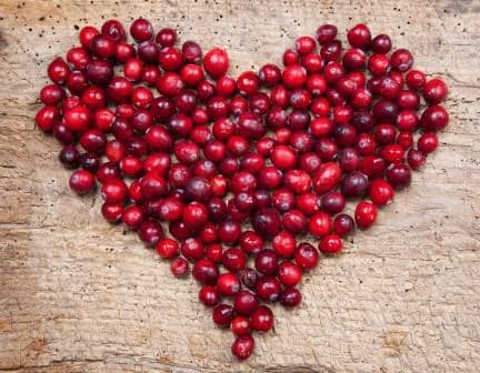 cranberry in the shape of a heart