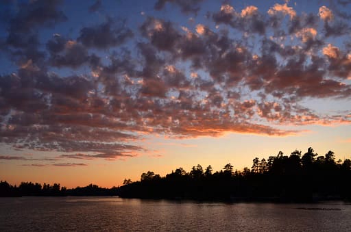 picture of the sunset over the lake in Temagami, Ontario