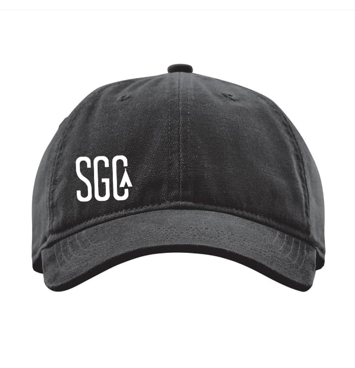 picture of a hat with the Super Good Camping logo on it