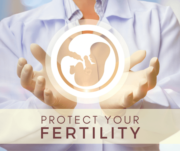 graphic of hands holding baby saying protect your fertility