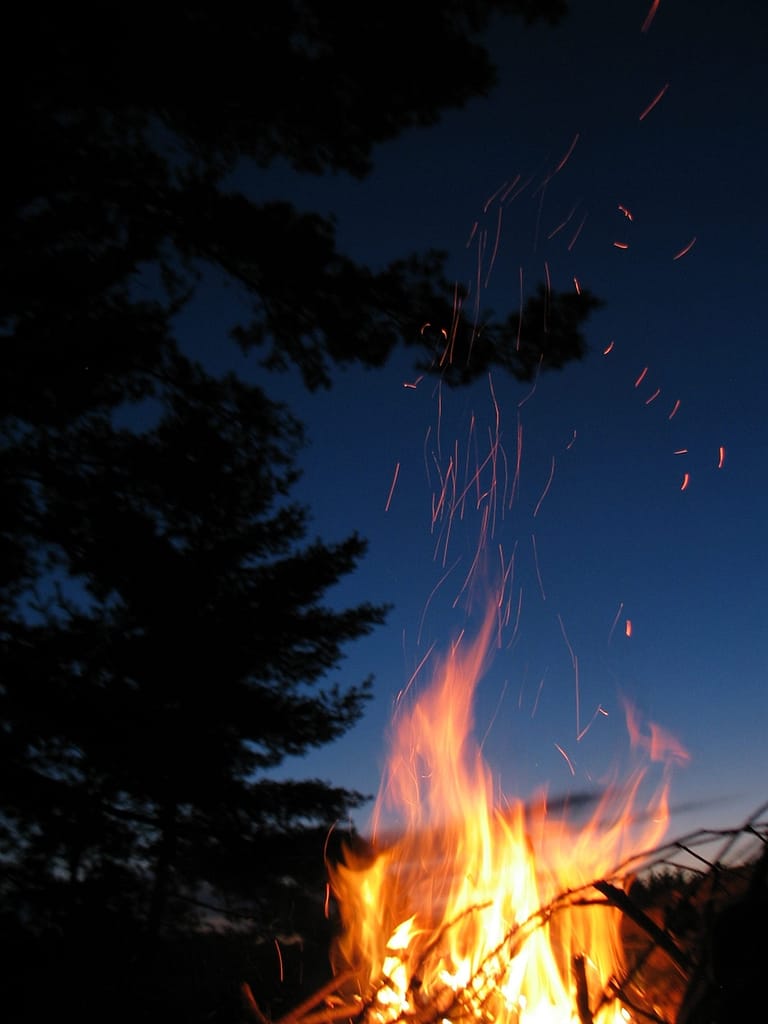 the beauty of a campfire at night
